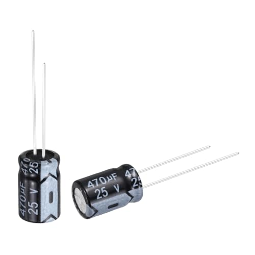 sourcing map 470uF 25V 8x12mm Electrolytic Capacitor, Radial Leads Aluminum Capacitors for TV, LCD Monitor, VCD, 50Pcs