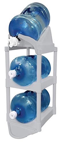 Bottle Buddy Cascada Water Bottle Pour & Store System - 3-Tier 5 Gallon Jug Storage Rack with Floor Protector & Dispenser Tray - Home & Office Organization - Durable Plastic, Easy To Assemble - Gray -  Wisconic, TBB85012