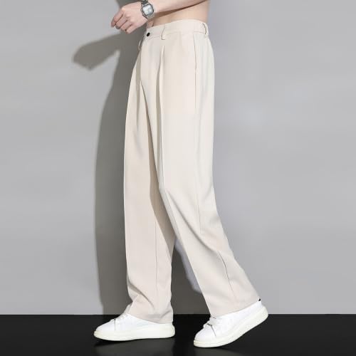 Pantalones de pierna ancha para hombre en color sólido con ajuste relajado elegante 2