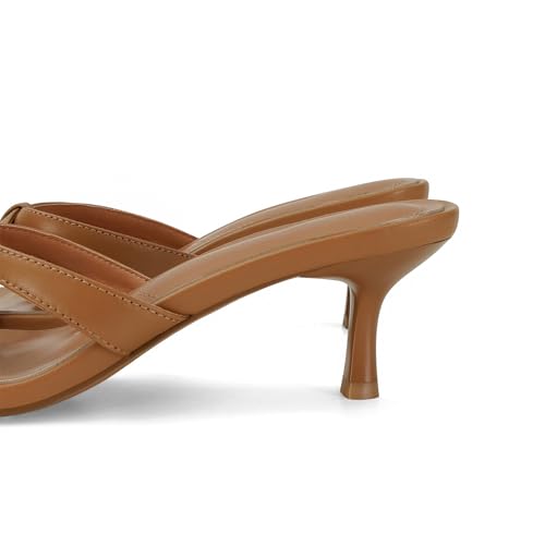 Image of Dsevht Gold Kitten Heel Sandals for Women Flip Flop Strappy Mule heels Rounded Open Toe Heeled Thong Sandals Women