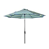 Iwicker Patio 9FT Outdoor 100 Sunbrella Acrylic Fabric Market Umbrella Outdoor Striped Umbrella with...