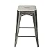 Joveco 24 Inches Sheet Metal Frame Tolix Style Industrial Chic Chair Backless Bar Counter Stools - Set of 2 (24 inches Gunmetal)