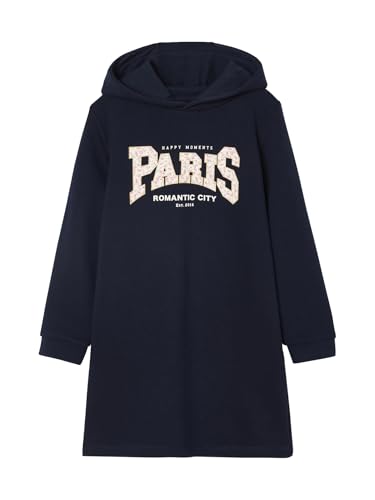 Vertbaudet Mädchen Sweatkleid mit Kapuze Marine 140