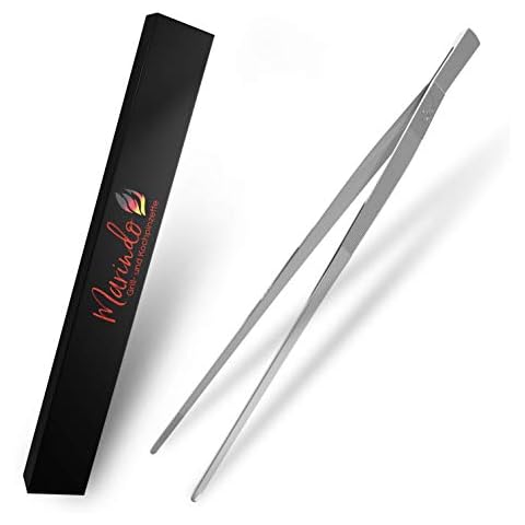 Marindo Grillpinzette | Kochpinzette | Küchenpinzette | 30cm lang | rostfreier Edelstahl | spülmaschinenfest | gerade Form | Fleischpinzette | Bratpinzette (Edelstahl 30cm) Cover