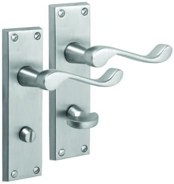 Victorian Scroll Bathroom Door Handles Satin Chrome 105x 41mm