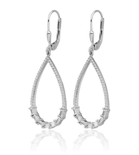 925 Sterling Silver Cubic Zirconia CZ Teardrop Drop Dangle Earrings3