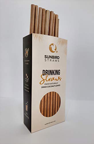 Image of Sunbird Boba Straws,12mm Bubble Tea Coconut Leaf Drinking Straw,Organic, Biodegradable, Sustainable, Eco-Friendly Product for Cold Coffe, Thick Shakes!12mm X 8 inch Length, Pack of 25 Straws