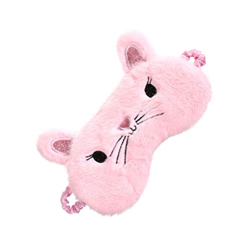 Linda máscara tapa-olhos FENICAL com design de gato macio para dormir (rosa)