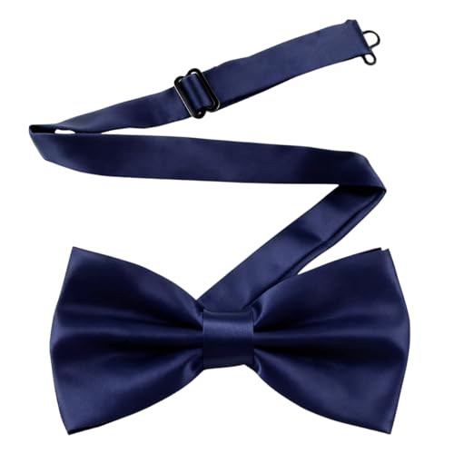 XEF Pre-tied Bow Ties for Men Satin Formal Adjustable Neck Bowtie for Wedding Party Tuxedo Bowties Navy