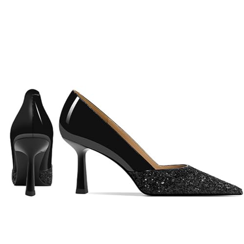 Women's Pointed Toe Kitten Heel Sequins Pumps Fashion Comfort Slip on Low Heel Dress Work Shoes Wedding Bridal Party Evening Shoes4