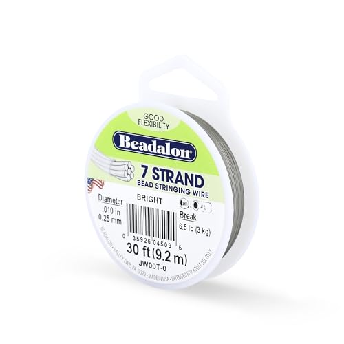 Beadalon 7-Strand Stainless Steel Beading Wire, 30 ft, .010 in / 0.25 mm - Gold