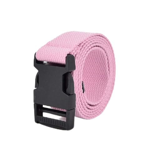 AIBEARTY Canvas Web Buckle Belt Adjustable Buckle Long Waistband for Women Men Teens (Pink)