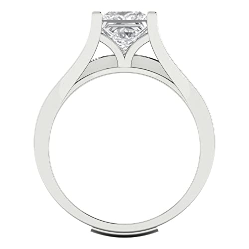 Clara Pucci 2.28 ct Princess Cut Moissanite 14k White Gold Solitaire with Accents Wedding Bridal Engagement Promise Ring Band Set4