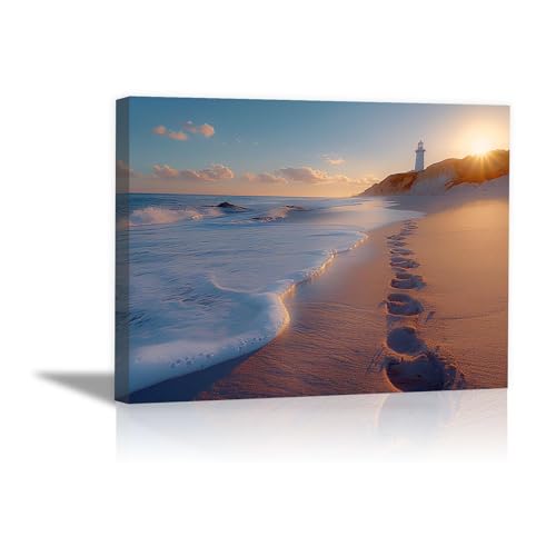 Images sur toile de paysage côtier au lever du soleil moderne et élégante pour salon 30x50cm