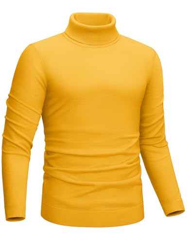 CRYSULLY Men's Turtleneck Sweaters Long Sleeve Knitted Lightweight Casual Pullover Sweater Fall Winter Spring