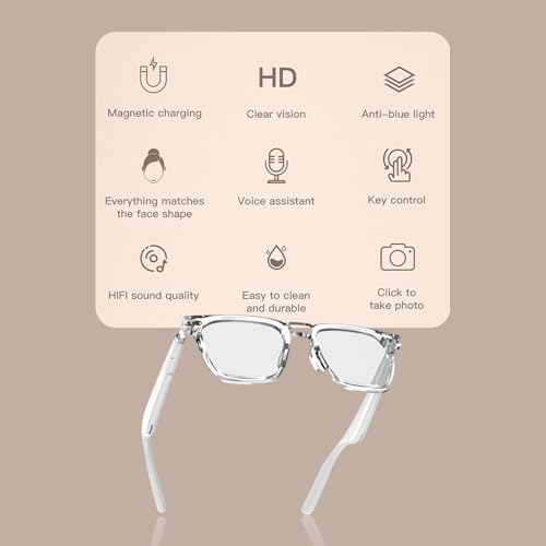 Tunifi G01 Smart Glasses Wireless Bluetooth with Magnetic Charging Hands-Free Calling, Anti-Blue Light, Sport Headset, Eyewear Intelligent... - Image 4