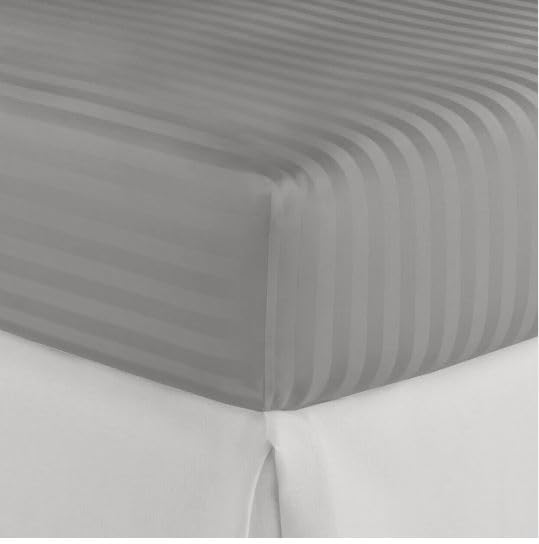 Stripe Colour Fitted Sheet Bed 200TC 100% P COTTON Extra Deep (Light Grey, Super King)