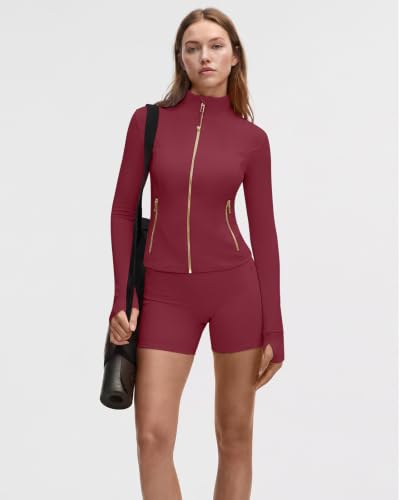 Image of SUUKSESS Women Golden Full Zip Up Workout Cropped Jackets Lightweight Athletic Yoga Tops