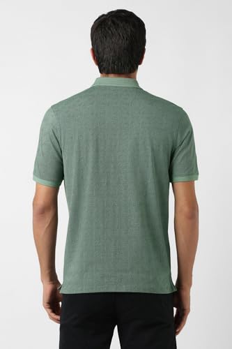 Image of Peter England Men's Cotton Maze Geometric Print Polo T-Shirt - Casual Wear | Modern & Stylish