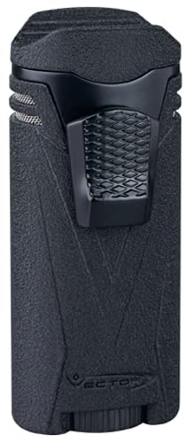Vector KGM Black Crackle Matte Vector Ironquad Quad Flame Jet Torch Cigar Lighter