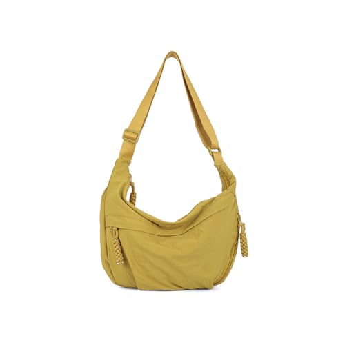 Bolsa transversal para mulheres, bolsa de ombro crescente de nylon Hobo, bolsa casual, bolsa de bolinhos, Amarelo, Bolsa de ombro crescente de nylon para mulheres