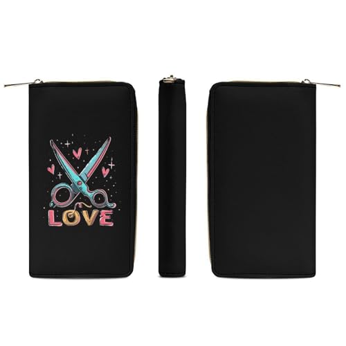 Love Scissors Barber Hairstylist Wristlet Wallets for Men Women Leather Purse Clutch Cute Card Holder3