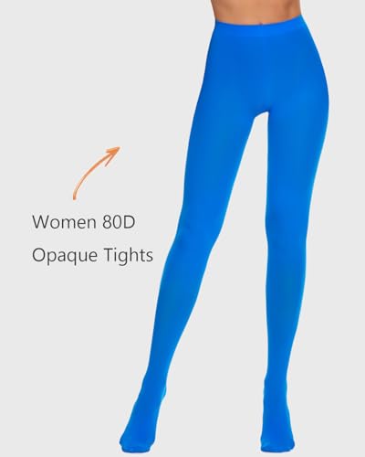 Image of DUCMODA Womens 80 Denier Opaque Tights, Women's Soft Solid Color Footed Pantyhose, High Waist Stocking with 30+ Colors