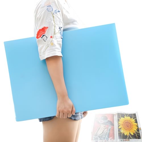 MOTEERLLU A2 Storage Book Suitable for 22x15 inches Diamond Paintings,Diamond Art Kit Storage Container with 30 Pocket Sleeves,Portfolio Folder for Artwork (Blue)