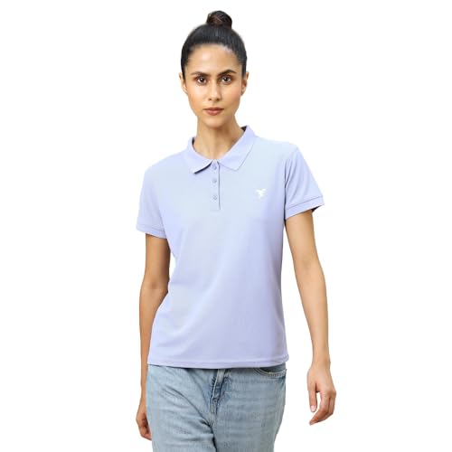 Image of TECHNOSPORT Womens Polyester Slim Fit Solid Half Sleeve Polo Matpiq T-Shirt with Techno Dry, Anti Static for Regular Use