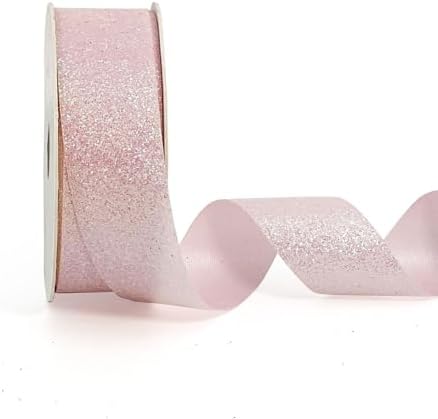 AOKSUNOVA szeroka wstążka brokatowa wstążka prezentowa wstążka ślubna metaliczna wstążka prezentowa błyszcząca 2.5cm x 22.8m miedź