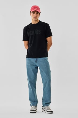 Image of SNITCH Men Casual Jeans | Baggy Fit with Mid Rise & Relaxed Thigh | 100% Cotton Woven Denim for All Seasons | Durable & Comfortable Design for Everyday Wear