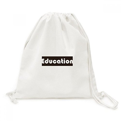 Toile drawstring backpack sac de voyage à cordon noir imprimé éducation