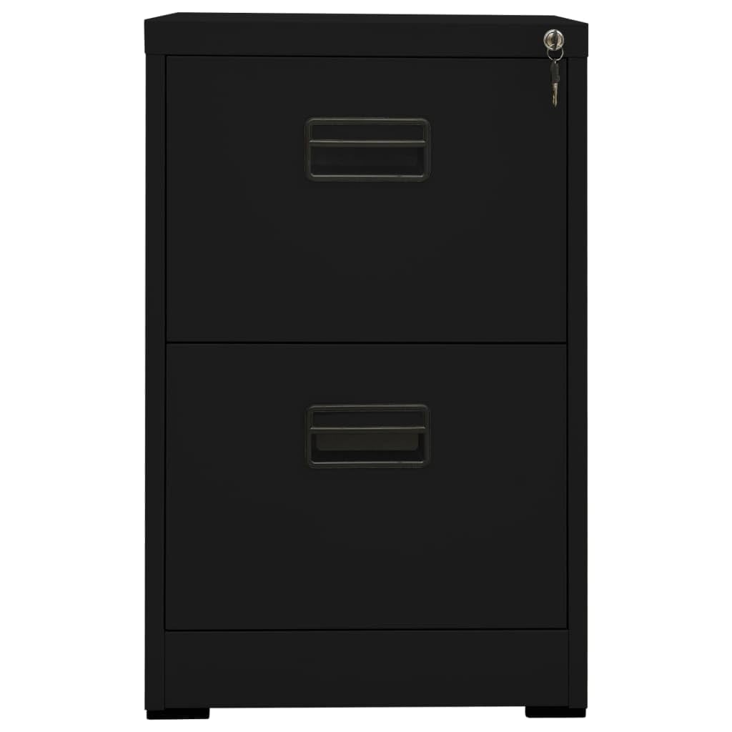 Armadietto in acciaio nero, 46 x 62 x 72,5 cm, con 2 cassetti e serratura, 3 cassetti con cuscinetti a sfera per documenti legali A4, armadio da ufficio per ufficio, studio, home office