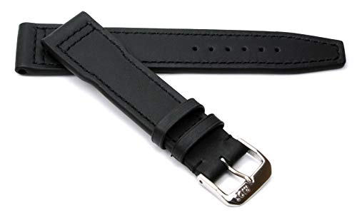 Sulla RIOS1931 Flieger Rindsleder Uhrenarmband kompatibel mit IWC 21mm Schwarz