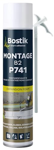 BOSTIK P741 Montage B2 Einkomponentiger Polyurethanschaum Zum Montieren Kleben Dämmen Füllen Gute Hafteigenschaften Sofort einsetzbar 500ml