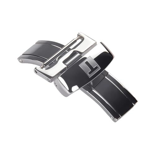 ROUREOX Uhrenschließe Faltschließe Edelstahl Butterfly Verschluss Universal Armband Ersatz Sicherheit für Tissot Le Locle-Silber 12mm