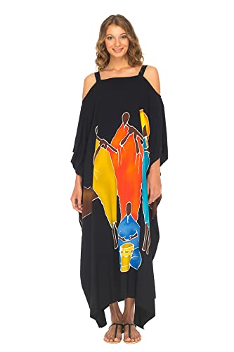 SHU-SHI Womens Kaftan Maxi Dress Cold Shoulder Casual Long Beach Cover Up Plus Size Caftan2