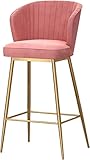 Luxury Velvet Kitchen Stool with High Back Chairs for Home Dining (Grey, Height 65cm)