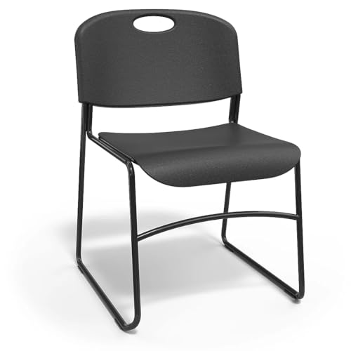 STAPLES Resin Stacking Chair, Black, 4/Pack, Armless, Meeting Room, Break Room, 30.5' H x 21' W x 23' D, No Assembly Required