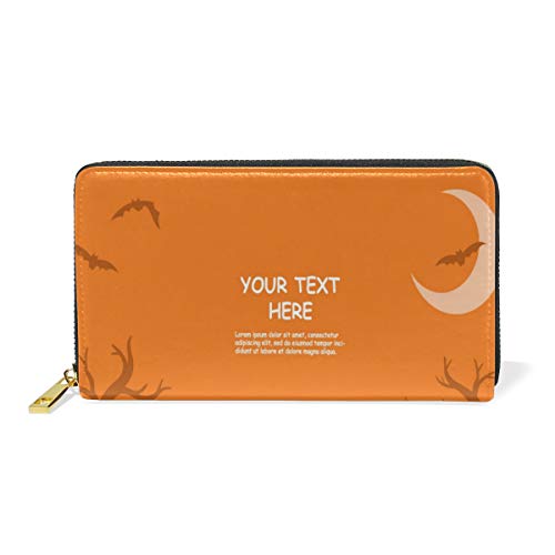 Preisvergleich Produktbild GIGIJY Happy Halloween Geldbörse, mehrere Kreditkartenfächer, Tasche für Frauen, echtes Leder, mit Reißverschluss