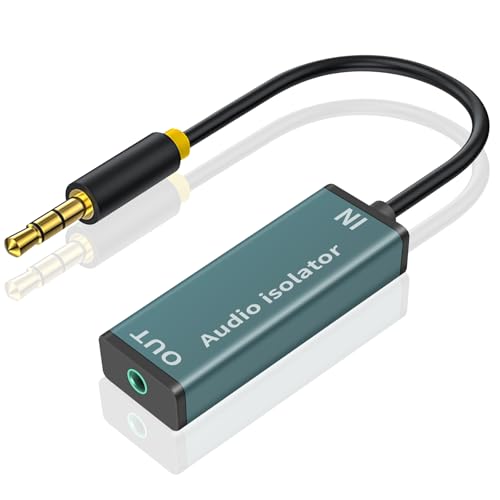 Duttek Auido - Aislador de ruido de bucle de tierra, eliminador de filtro de ruido con cable de audio jack de 3,5 mm para sistema de audio de coche/sistema estéreo doméstico
