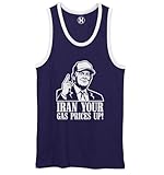 Iran Your Gas Prices Up! - Funny Trump Iran Unisex 2-Tone Tank Top (Navy/White, Medium)