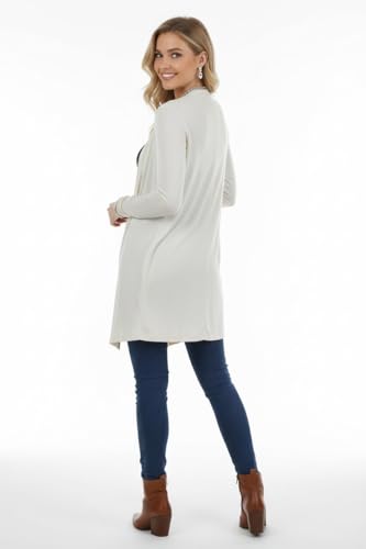 Image of ToBeInStyle Womens Open Front Long Sleeve Lightweight Asymmetrical Draped Cardigan with Side Pockets