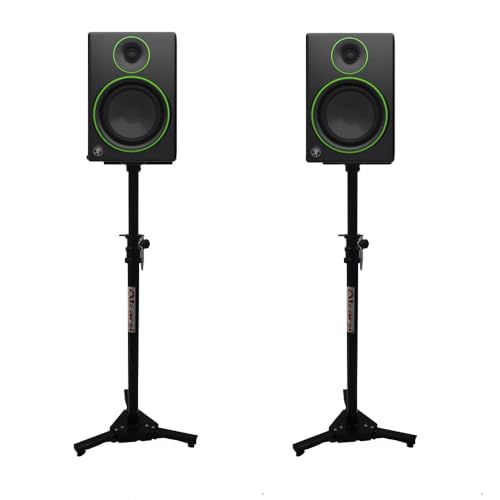 Image of Exito-Studio Monitor Speaker Stands /with Locking Safety Pin (Pack of 2) Metal Constructed Stands Ideal for Surround Sound, Bookshelf and Monitoring Speakers