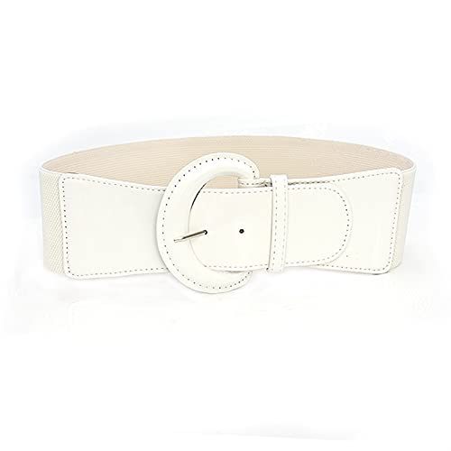 YWSZY Ceinture Femme, Mode Femmes Courde Corset Ceinture PU Pattent en Cuir PU Plus Taille Ceinture Large Ceinture élastique Cummerbunds Bandeau (Color : Blanche, Size : Length: 80cm) Cover
