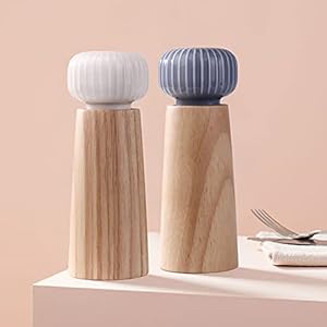 Macina Sale e Pepe in Legno e Ceramica – Macina Pepe con Macinino Regolabile, 17.5cm