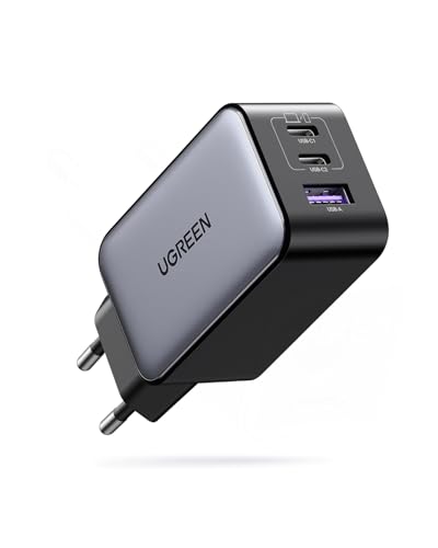 UGREEN Nexode Cargador USB C 65W, Carga Rápida con 3 Puertos, Compatible con MacBook Air, iPhone 17 Pro MAX Air/16/15/14, iPad, Samsung Galaxy S25/S25+/S25 Ultra/S24/S23/S22 y Google Pixel 7 Pro