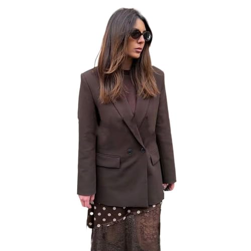 Blazer marron pour femmes veste de bureau infroissable idéale trajet