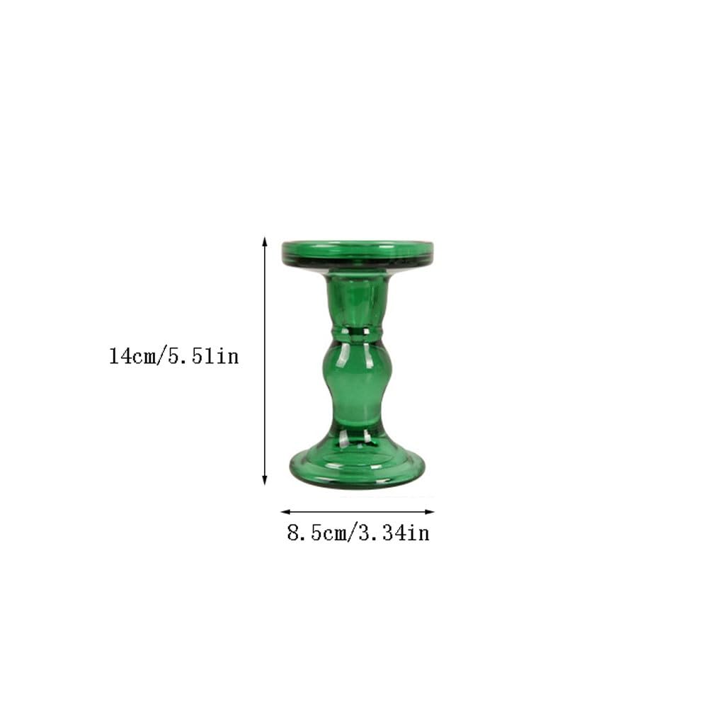 Kerzensockel Römischer Säulen-Kerzenhalter aus Glas, grüner Duftkerzenhalter, moderner Votivkerzenhalter, Tischdekoration, Ornamente Kerzentellerhalter(L14cm)