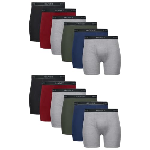 Image of Hanes mens Underwear Boxer Briefs Pack, Cool & Breathable Cotton Moisture-wicking Underwear for Men, No Ride Up